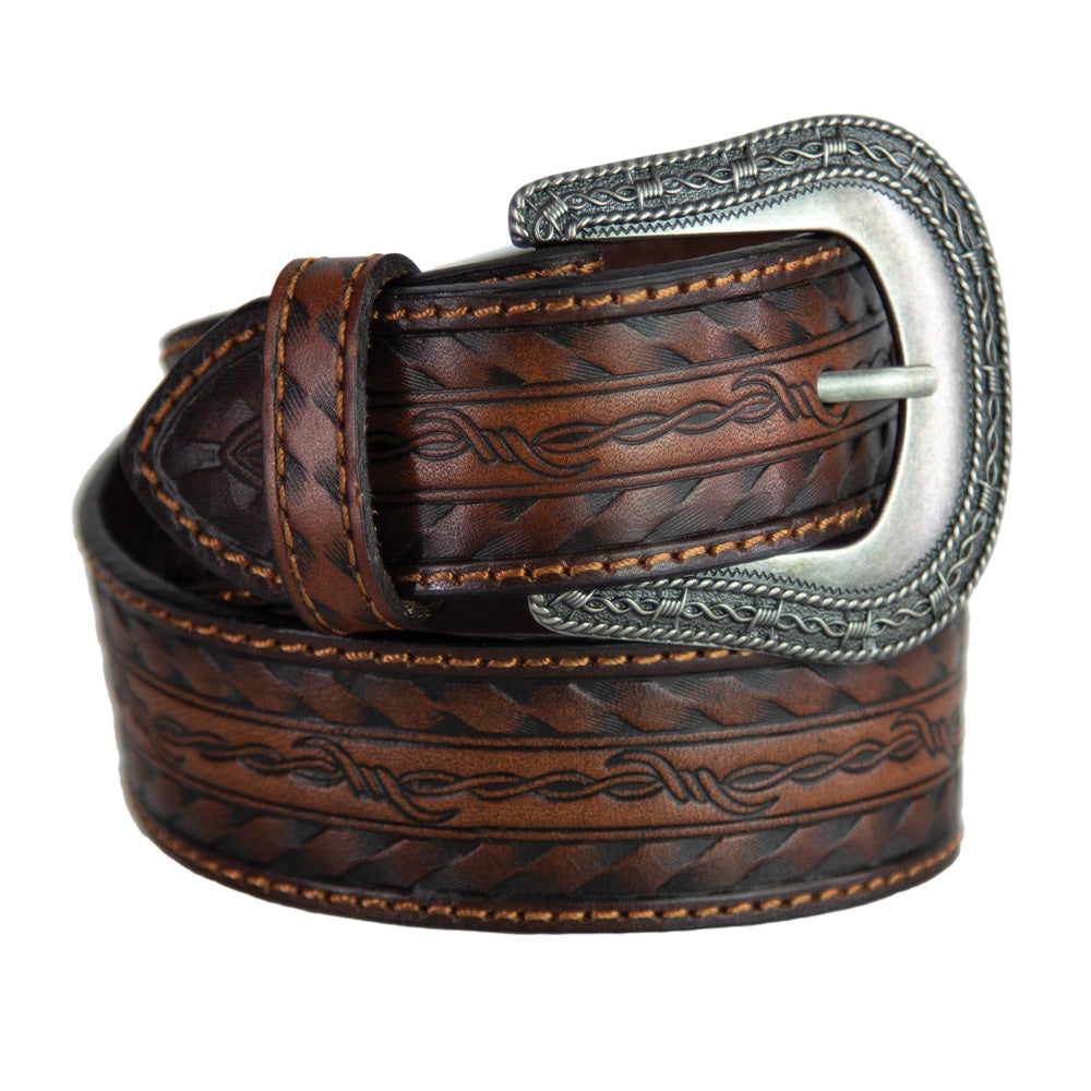 Brigalow Belt - Western - Leather - Brown - Barbed Wire Laced