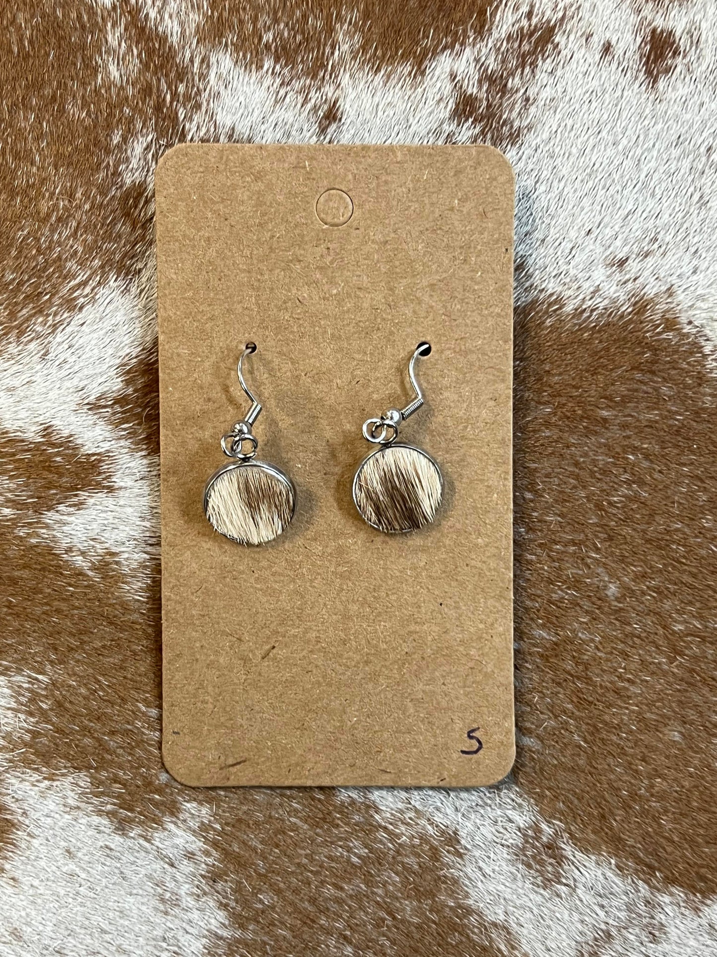 Somethin' Country Cowhide Dangle Earrings - 13mm