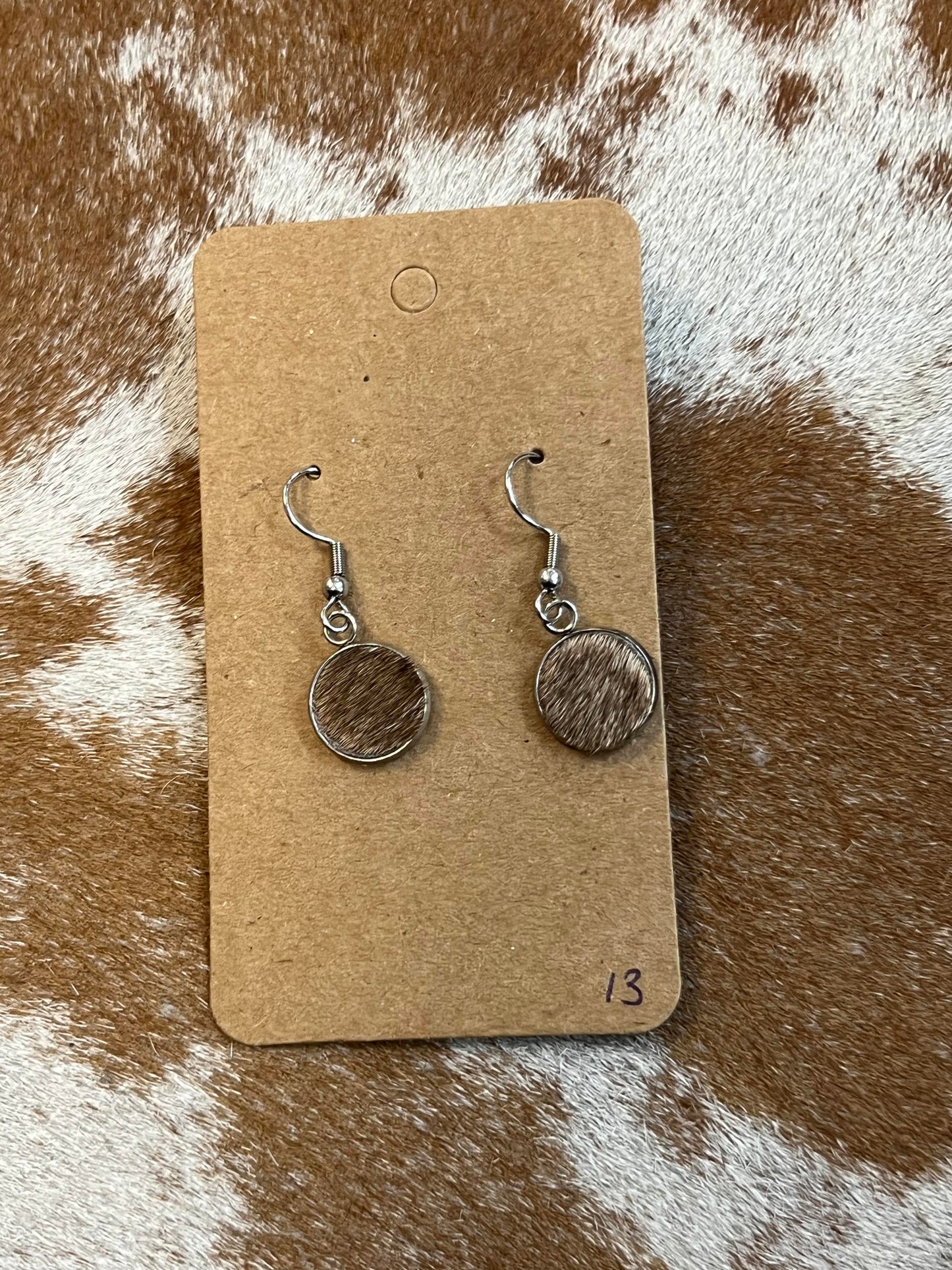 Somethin' Country Cowhide Dangle Earrings - 13mm