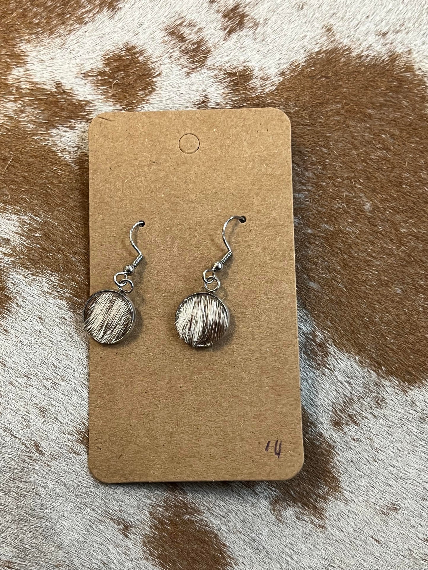 Somethin' Country Cowhide Dangle Earrings - 13mm