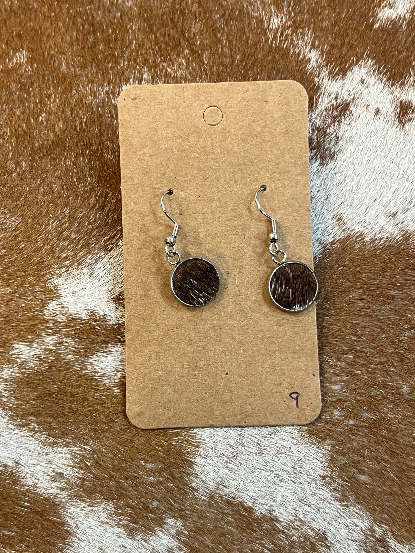Somethin' Country Cowhide Dangle Earrings - 13mm