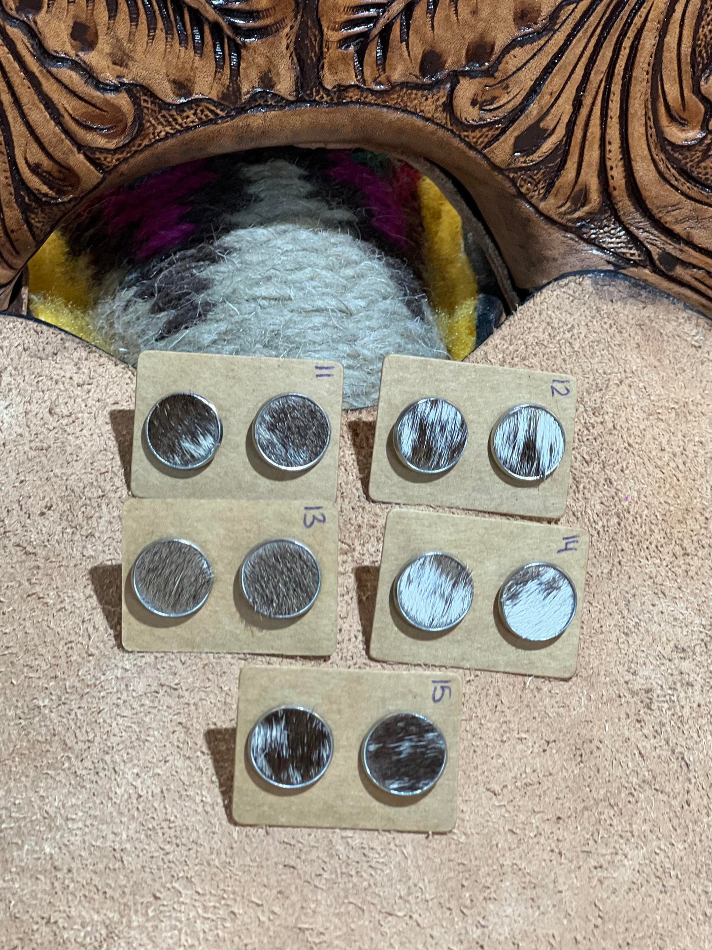 Somethin' Country Cowhide Earrings - 12mm