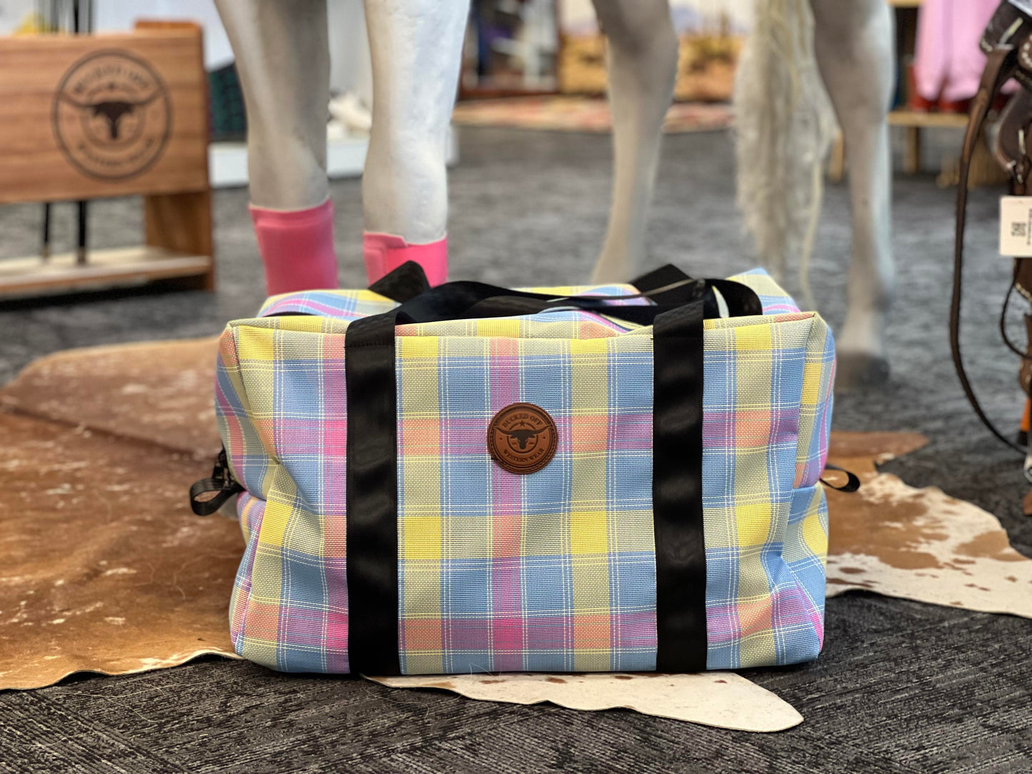Bucked Off Western Mesh Gear Bags - Large with Canvas Outer Bottom