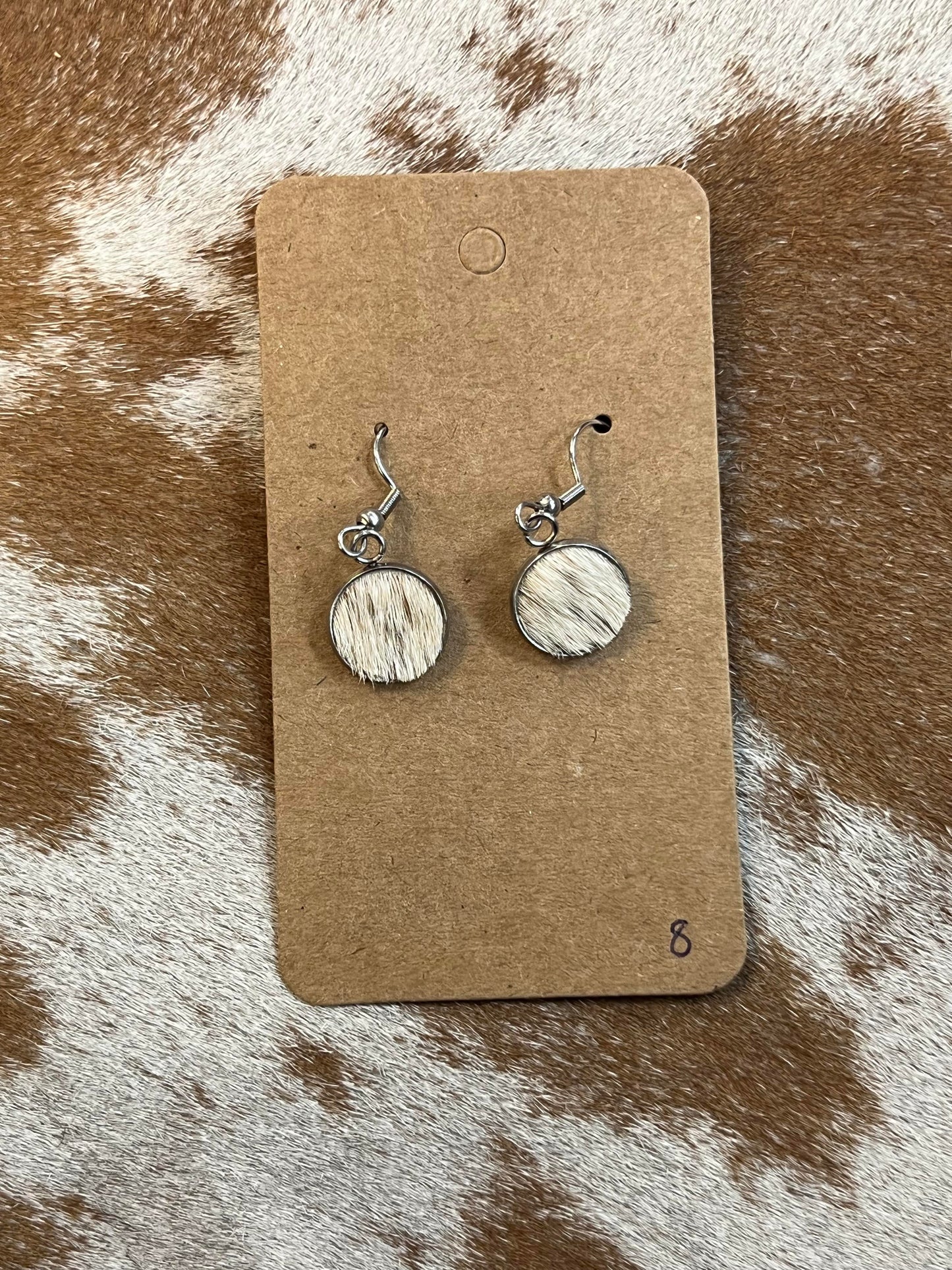 Somethin' Country Cowhide Dangle Earrings - 13mm