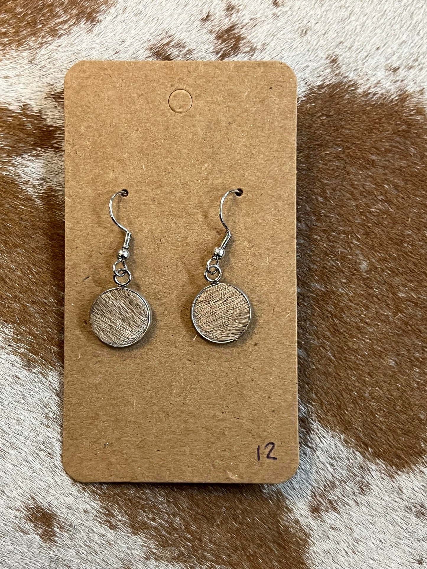 Somethin' Country Cowhide Dangle Earrings - 13mm