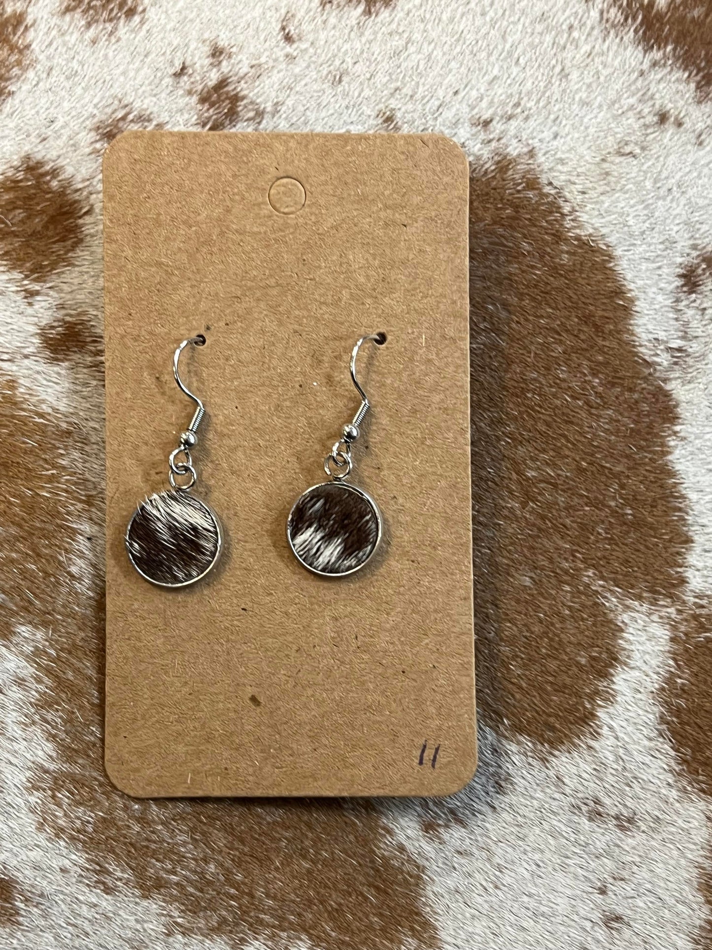 Somethin' Country Cowhide Dangle Earrings - 13mm