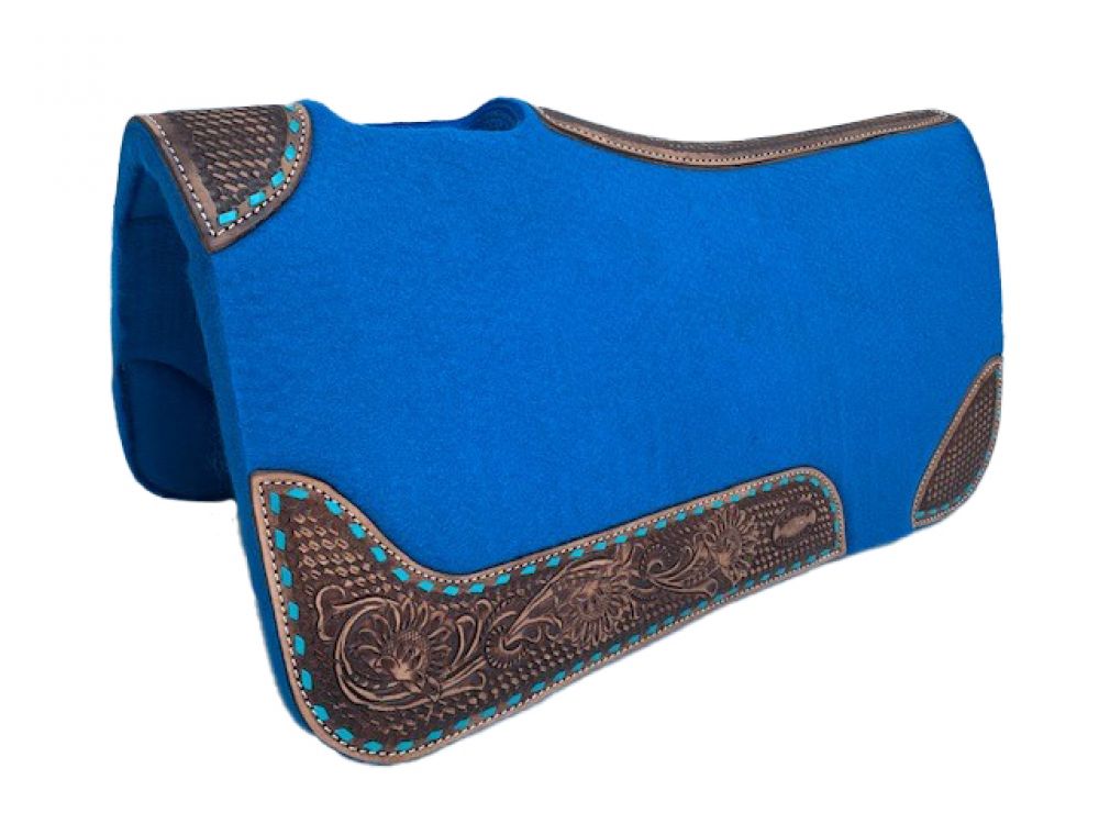 Blue Woolen Pad with leather accents