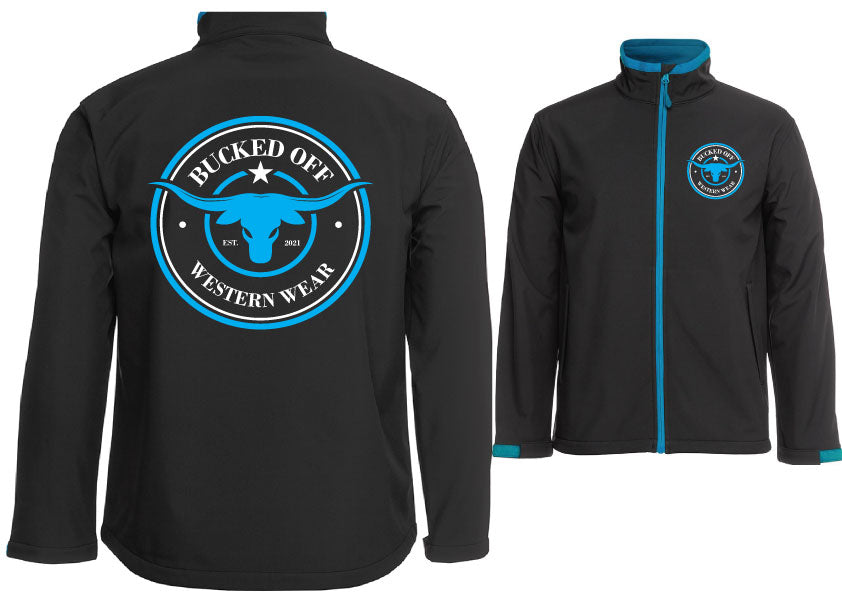 Black and Aqua Contrast Soft Shell Jackets