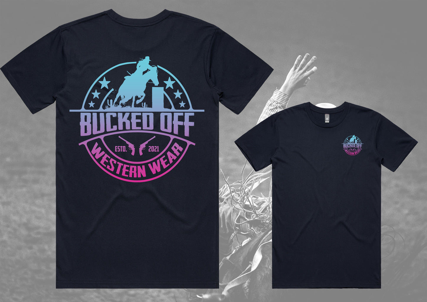 Teal and Pink Barrel Racer Gradient Tee