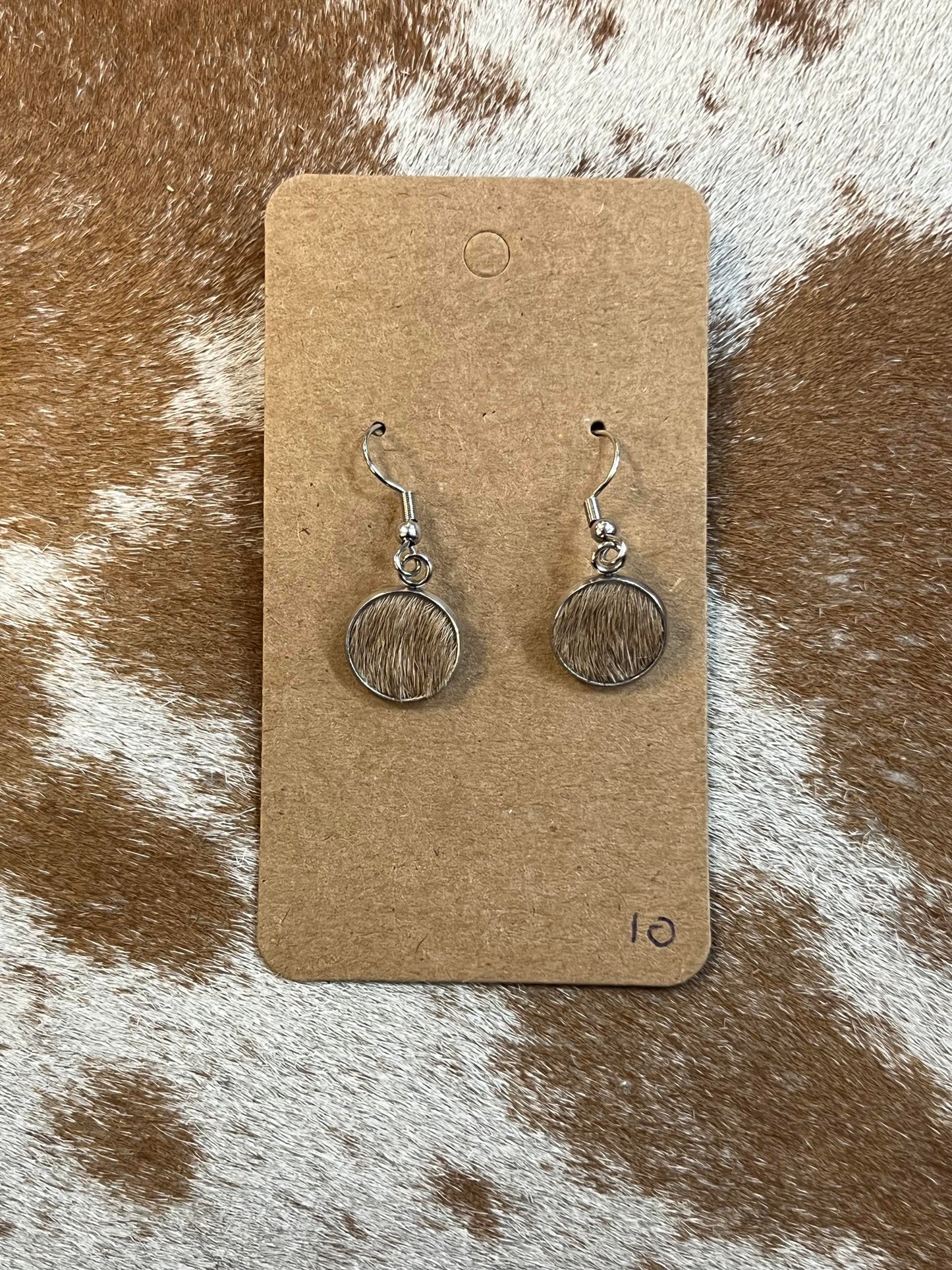 Somethin' Country Cowhide Dangle Earrings - 13mm