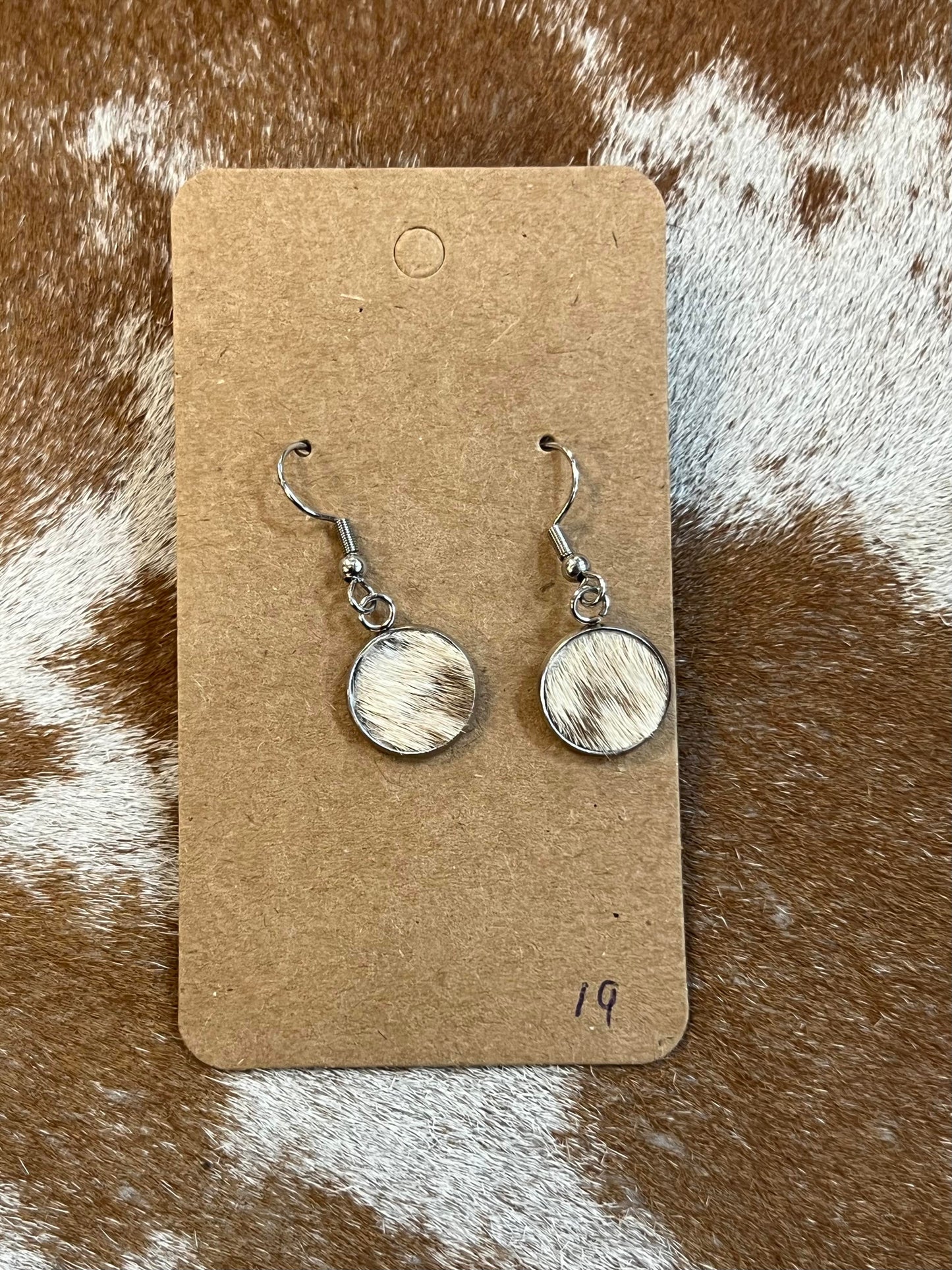 Somethin' Country Cowhide Dangle Earrings - 13mm