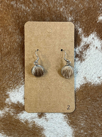 Somethin' Country Cowhide Dangle Earrings - 13mm