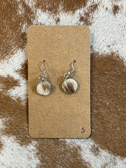 Somethin' Country Cowhide Dangle Earrings - 13mm
