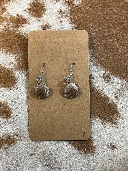 Somethin' Country Cowhide Dangle Earrings - 13mm