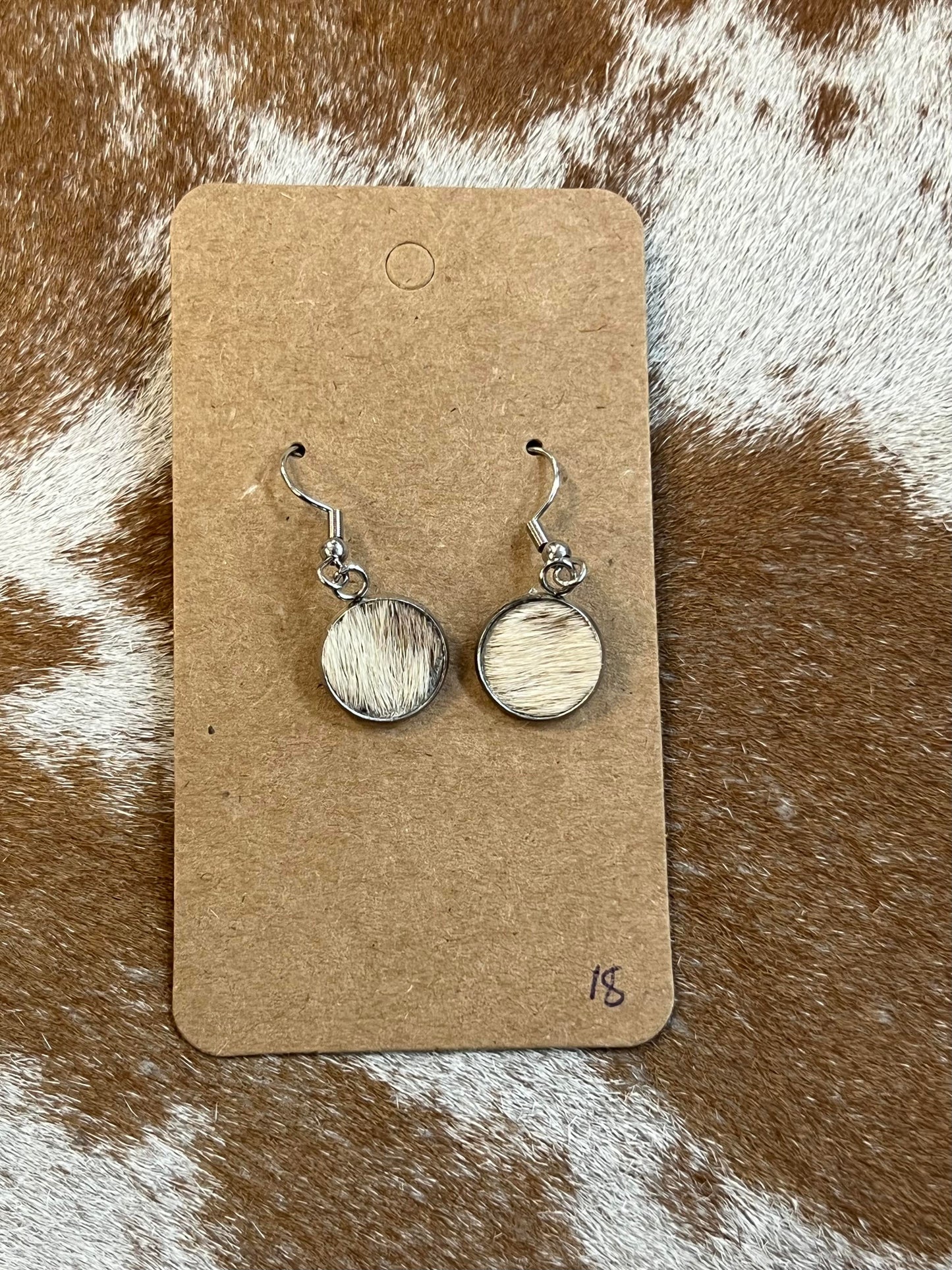 Somethin' Country Cowhide Dangle Earrings - 13mm