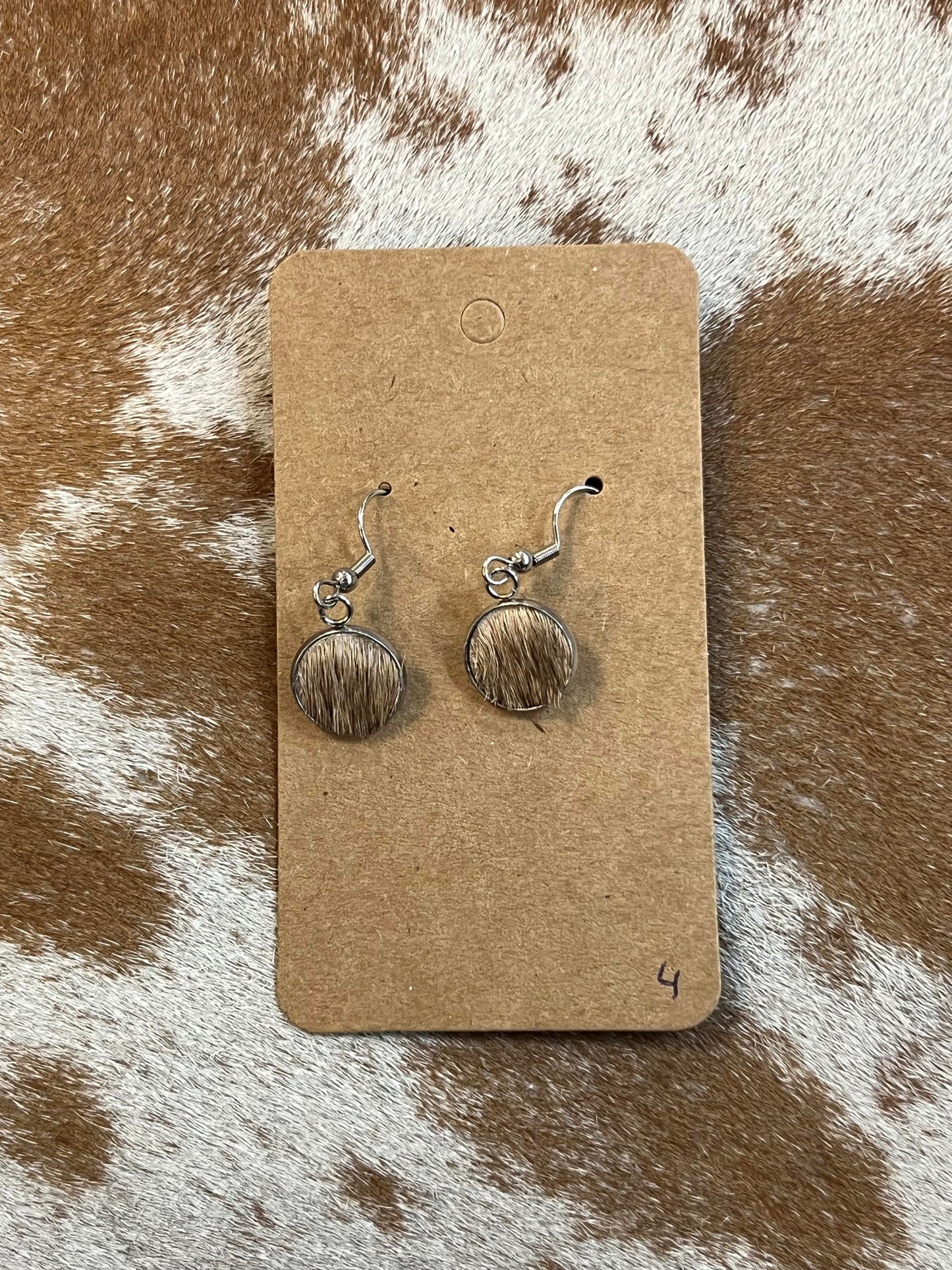 Somethin' Country Cowhide Dangle Earrings - 13mm