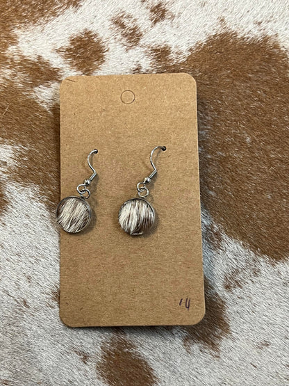 Somethin' Country Cowhide Dangle Earrings - 13mm