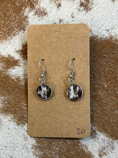 Somethin' Country Cowhide Dangle Earrings - 13mm