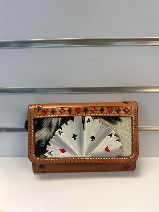 Deck of Cards & Cowhide Phone Clutch