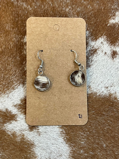 Somethin' Country Cowhide Dangle Earrings - 13mm