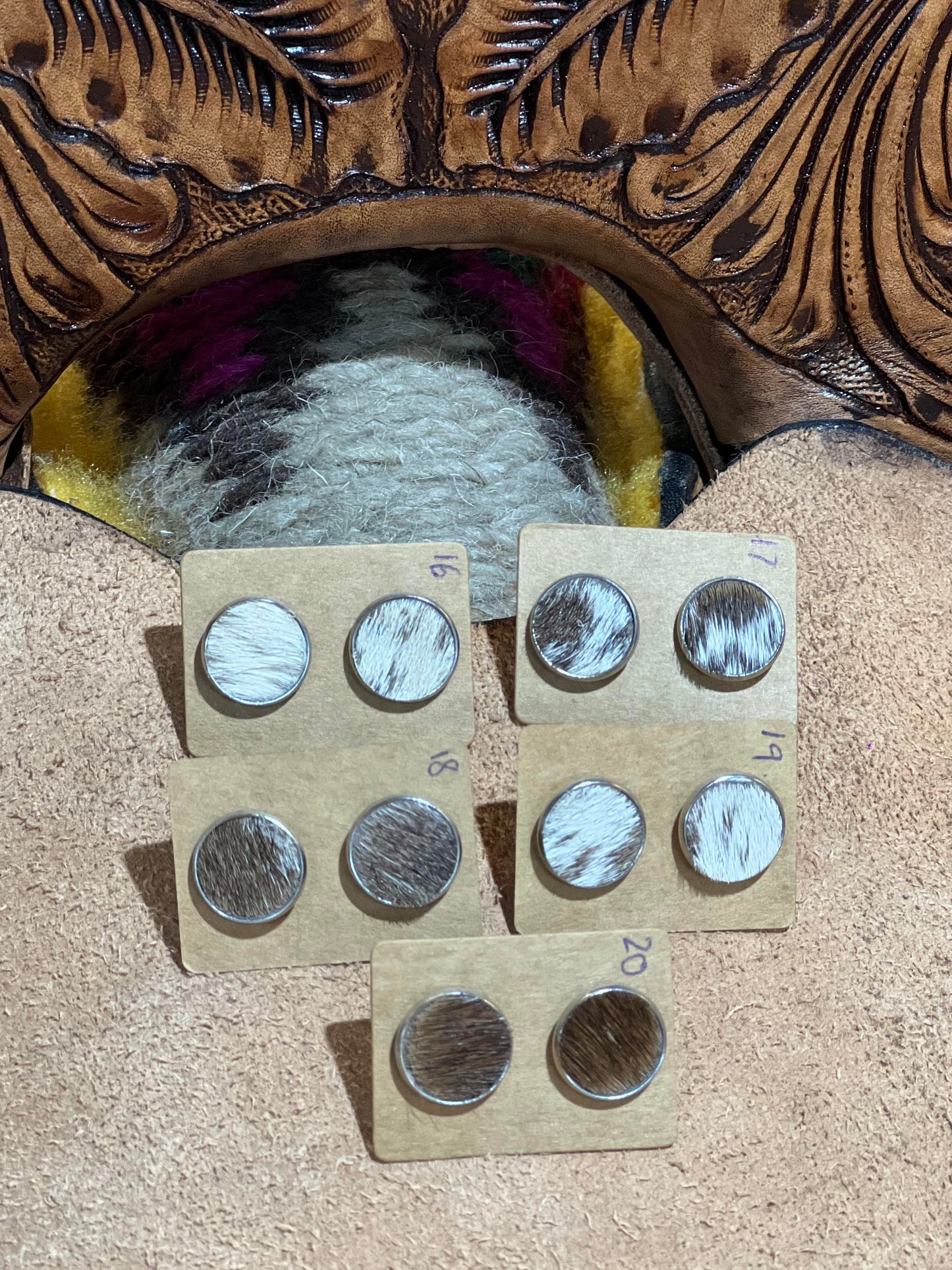 Somethin' Country Cowhide Earrings - 12mm