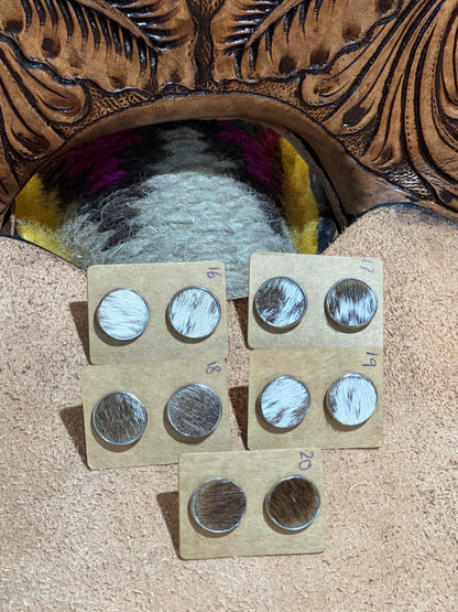 Somethin' Country Cowhide Earrings - 12mm