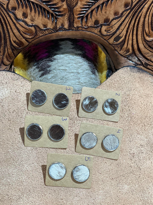 Somethin' Country Cowhide Earrings - 12mm