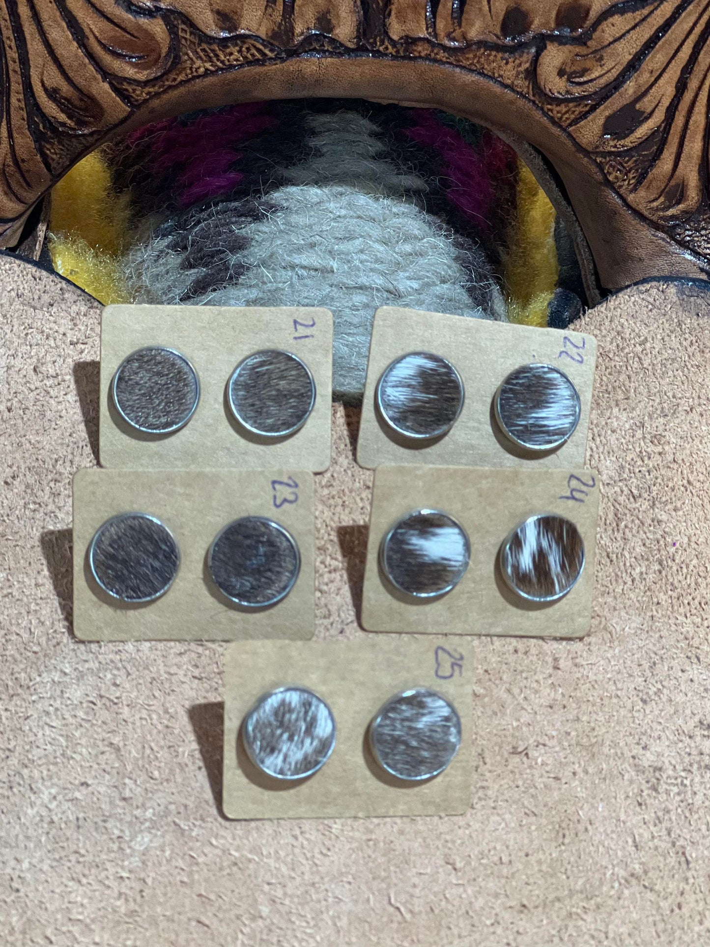 Somethin' Country Cowhide Earrings - 12mm