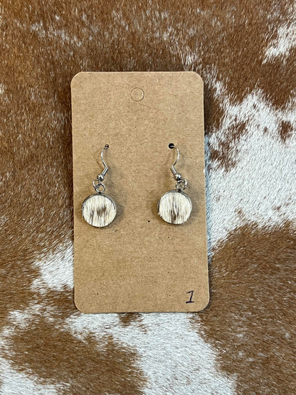 Somethin' Country Cowhide Dangle Earrings - 13mm