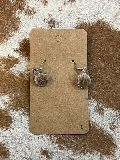 Somethin' Country Cowhide Dangle Earrings - 13mm