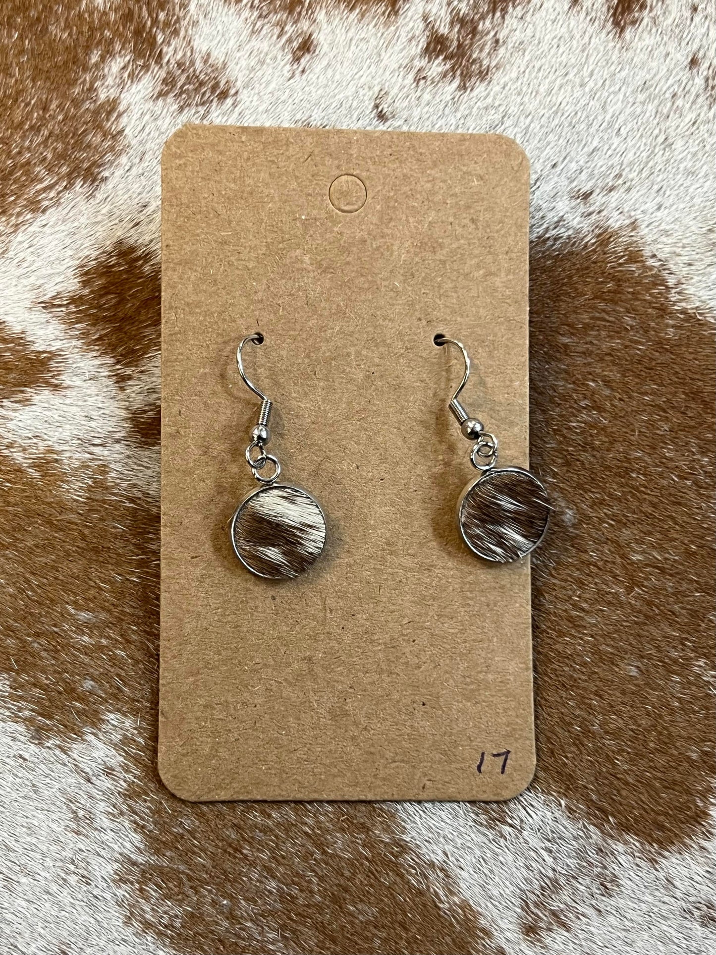 Somethin' Country Cowhide Dangle Earrings - 13mm