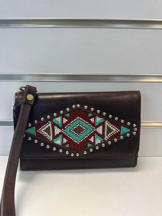 Beaded Leather Phone Clutch