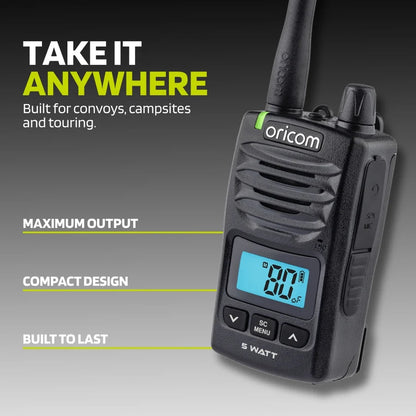 Oricom Waterproof 5 Watt Handheld UHF CB Radio