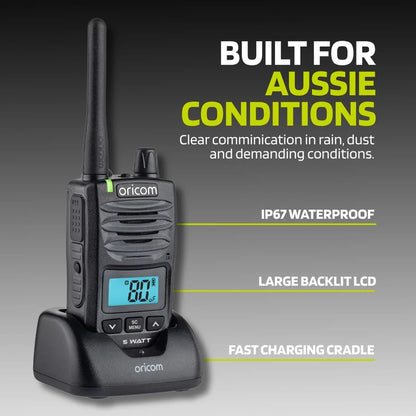 Oricom Waterproof 5 Watt Handheld UHF CB Radio