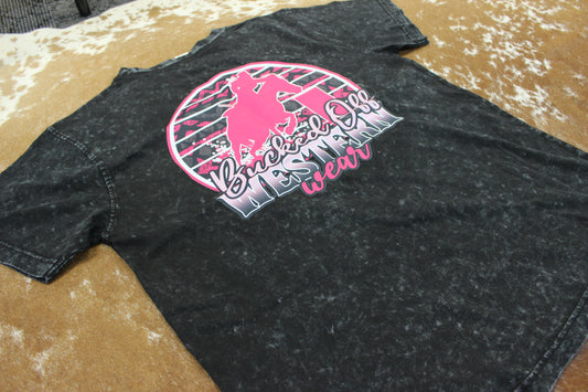 Bucked Off Western Wear Stone Wash Pink Barrel Racer T-shirt