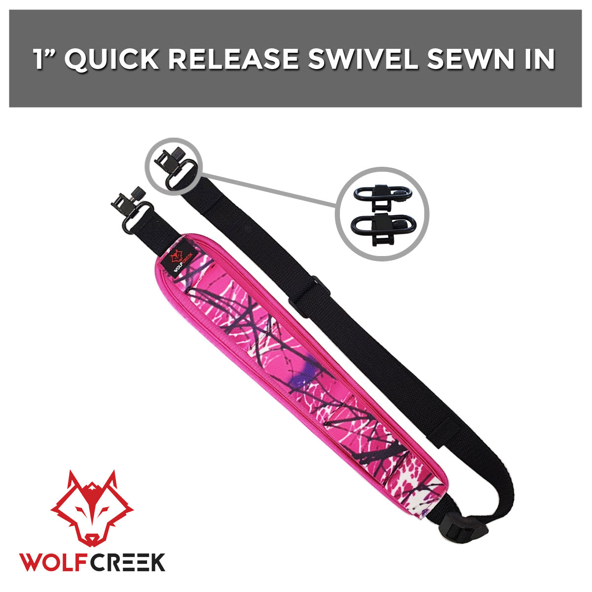 Wolf Creek Anti-Slip Pink Camo Gun Sling w Swivels