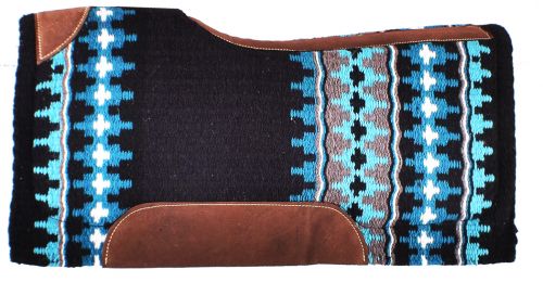 Black and Turquoise Woolen Saddle Pad