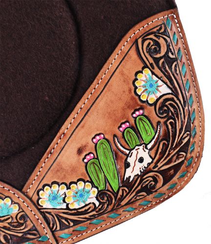 Brown hand painted saddle pad