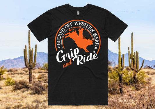 Grip & Ride Orange Print Black Tee