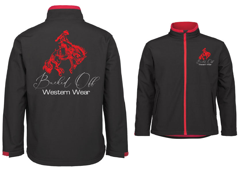 Black and Red Contrast Soft Shell Jackets