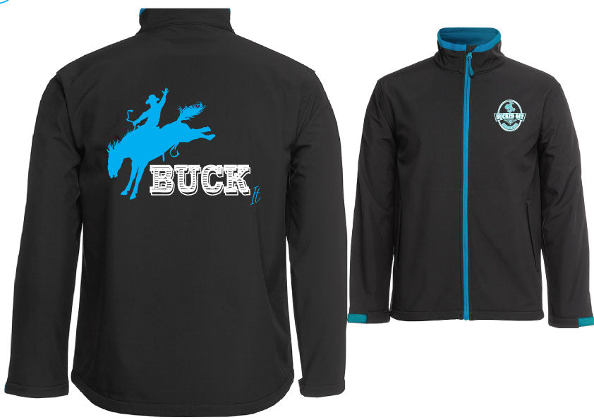 Black and Aqua Contrast Soft Shell Jackets