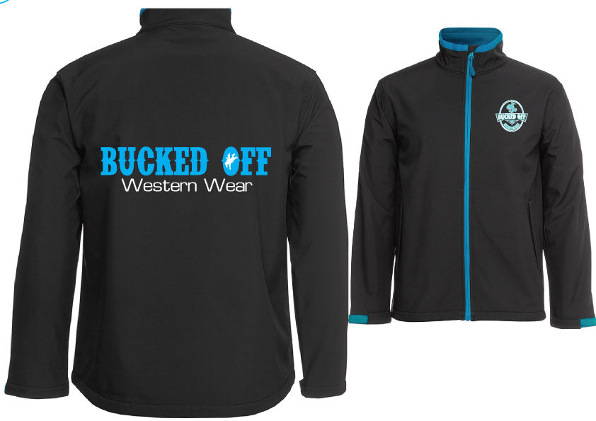 Black and Aqua Contrast Soft Shell Jackets