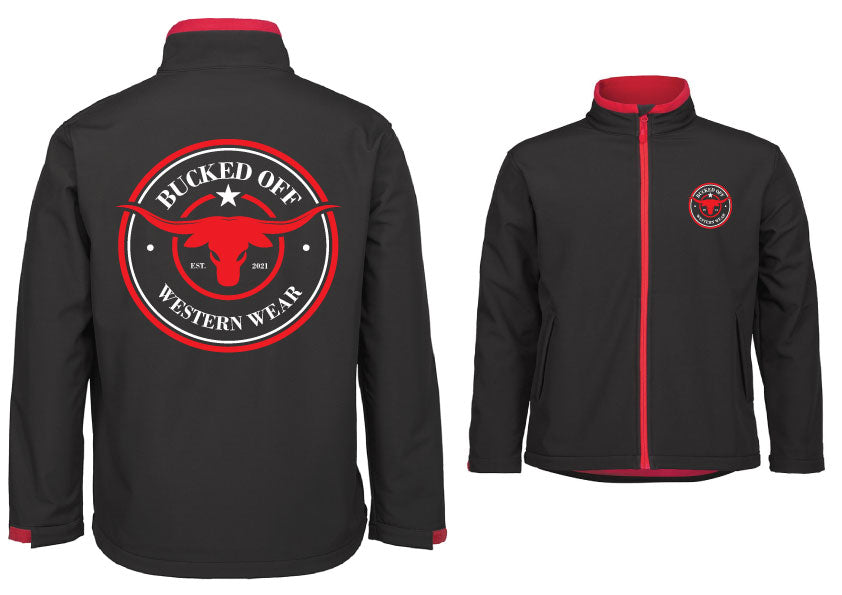 Black and Red Contrast Soft Shell Jackets