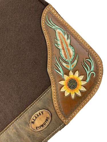 Feather and Sunflower Saddle Pad