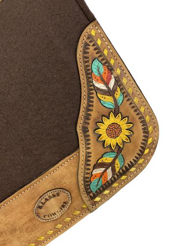 Barrel Saddle pad with sunflower flower design