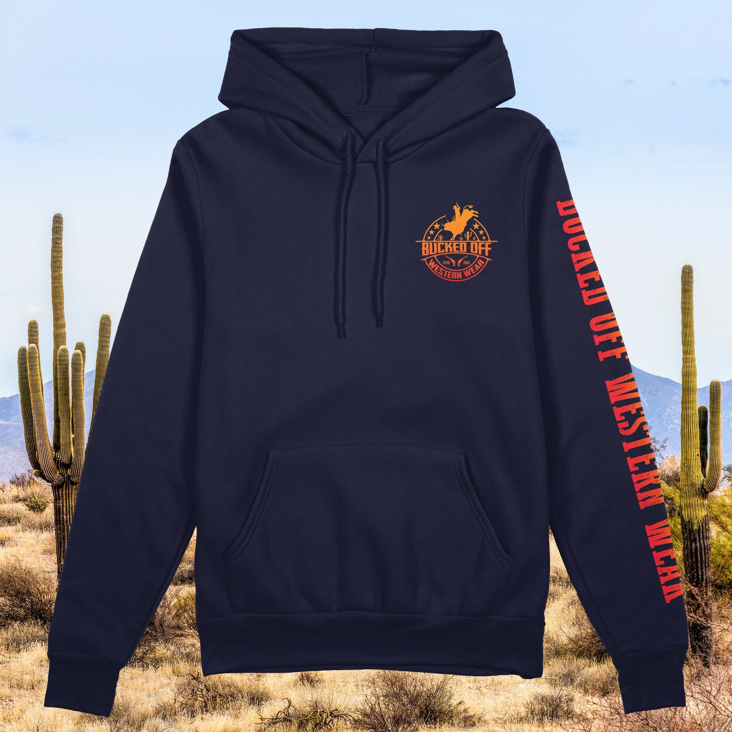 Orange and Red Gradient Bull Rider  Hoodie