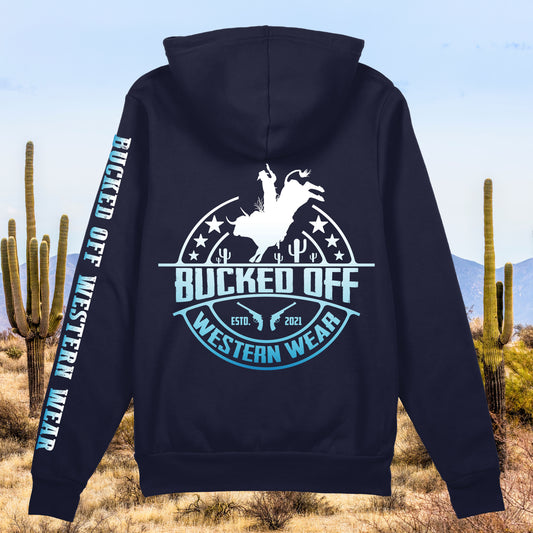 White and Blue Gradient Bull Rider Hoodie
