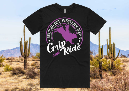 Grip & Ride Purple Print Black Tee