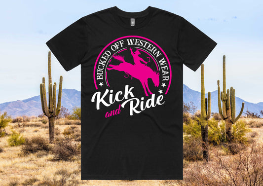 Kick & Ride Tee with Pink print