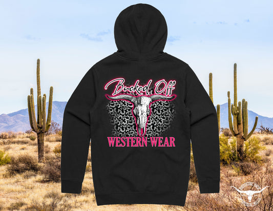 Pink Electric Longhorn Black Hoodie